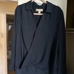 Michael Kors Navy Collared Dress Shirt Size L
